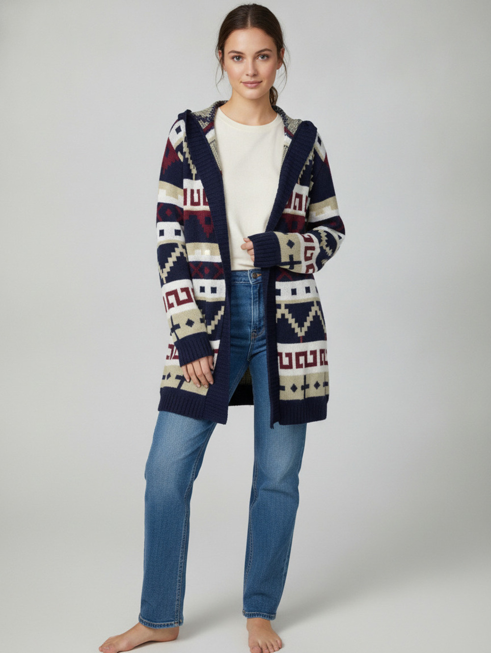 Vintage Y2K 90s Say What? Patterned Cardigan Sweater L